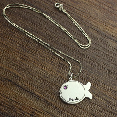 Fish Necklace Engraved Name Sterling Silver - Name My Jewellery