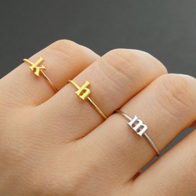 Custom Midi Initial Letter Ring 18ct Gold Plated - Name My Jewellery