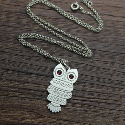 Cute Birthstone Owl Name Necklace for Girls  - Name My Jewellery