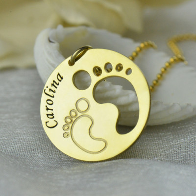 Cut Out Baby Footprint Pendant 18ct Gold Plated - Name My Jewellery