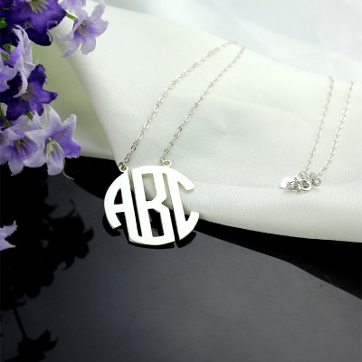 Solid White Gold 18ct Initial Block Monogram Pendant Necklace - Name My Jewellery