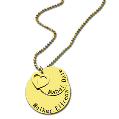 Disc Family Jewellery Necklace Engraved Name 18ct Gold Plated - Name My Jewellery