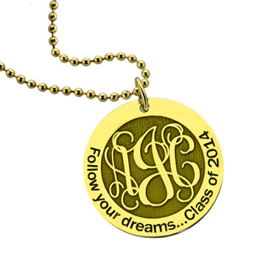 Follow Your Dreams Disc Monogram Necklace 18ct Gold Plated - Name My Jewellery