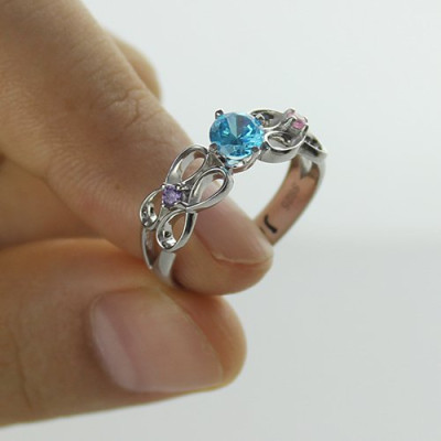 Customised Infinity Promise Ring With Name  Birthstone for Her Silver  - Name My Jewellery
