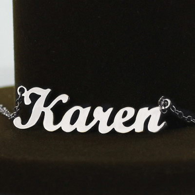 Solid 18ct White Gold Plated Karen Style Name Necklace - Name My Jewellery