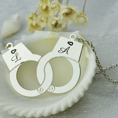 Handcuff Necklace For Couple Sterling Silver - Name My Jewellery