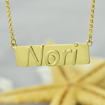 Custom Nameplate Bar Necklace 18ct Gold Plated - Name My Jewellery