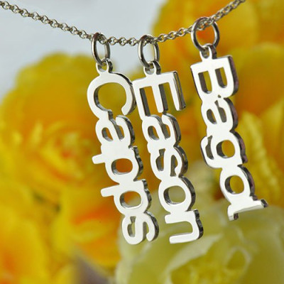 Customised Vertical Multi Names Necklace Sterling Silver - Name My Jewellery