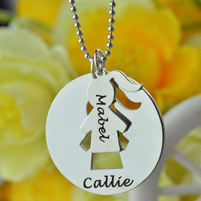 Mother Daughter Necklace Set Engraved Name Sterling Silver - Name My Jewellery