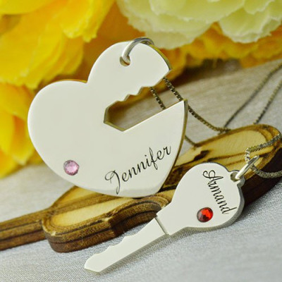 Key to My Heart Name Pendant Set For Couple - Name My Jewellery