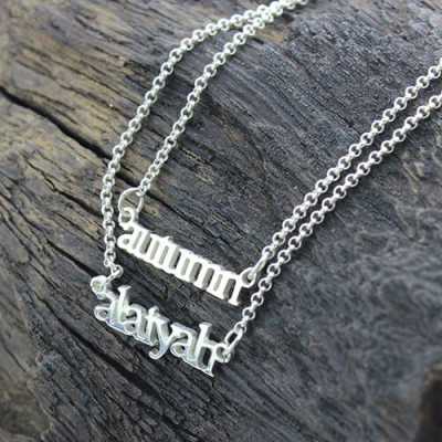 Sterling Silver Double Layer Mini Name Necklace - Name My Jewellery