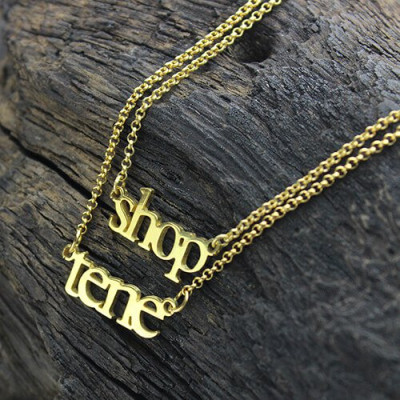 Double Layer Mini Name Necklace 18ct Gold Plated - Name My Jewellery