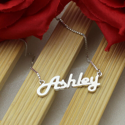 Sterling Silver Retro Name Necklace - Name My Jewellery