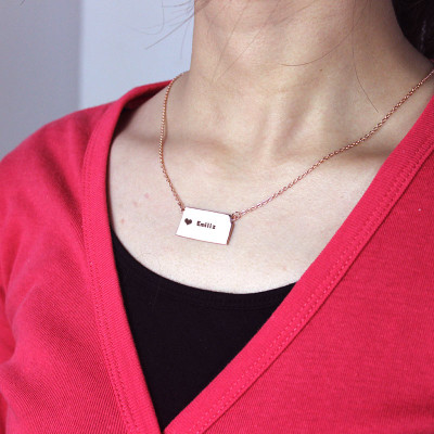 Custom Kansas State Shaped Necklaces With Heart  Name Rose Gold - Name My Jewellery