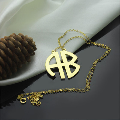 Two Initial Block Monogram Pendant 18ct Gold Plated - Name My Jewellery