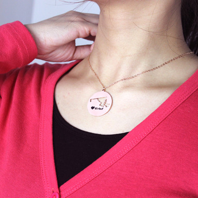 Custom Maryland Disc State Necklaces With Heart  Name Rose Gold - Name My Jewellery