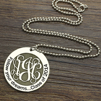 Personalised Class Graduation Monogram Necklace Sterling Silver - Name My Jewellery