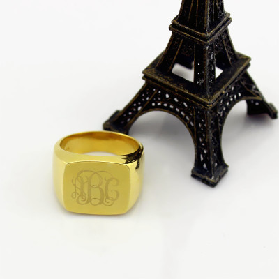 18ct Gold Plated Fashion Monogram Initial Ring - Name My Jewellery