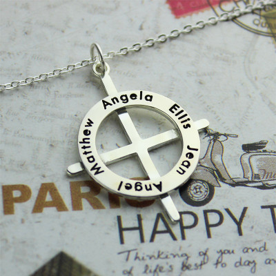 Silver Latin Style Circle Cross Necklace with Any Names - Name My Jewellery