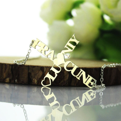 Personalised Two Name Cross Necklace Sterling Silver - Name My Jewellery