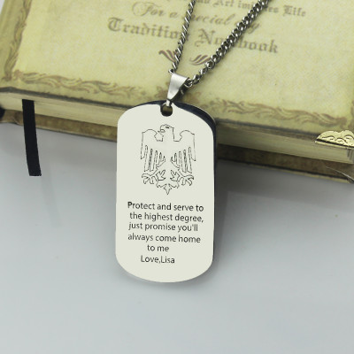 Man's Dog Tag Eagle Name Necklace - Name My Jewellery