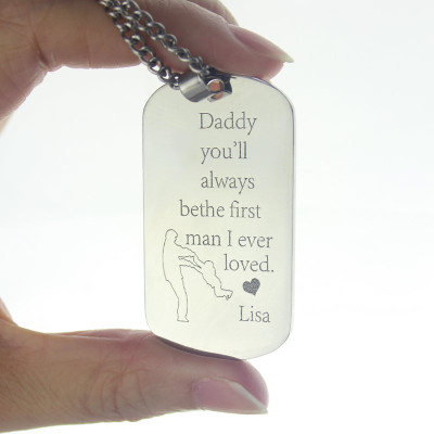 Father's Love Dog Tag Name Necklace - Name My Jewellery