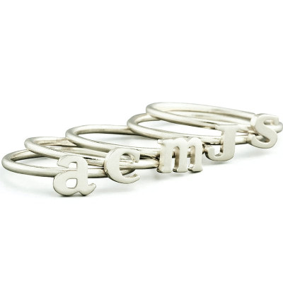 Stackable Midi Initial Ring Sterling Silver - Name My Jewellery