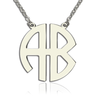 Personailzed Silver Two Initial Block Monogram Pendant - Name My Jewellery