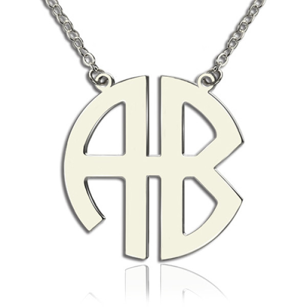 Personailzed Silver Two Initial Block Monogram Pendant - Name My Jewellery