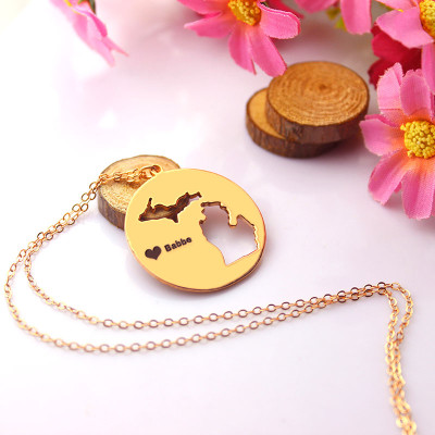 Custom Michigan Disc State Necklaces With Heart  Name Rose Gold - Name My Jewellery