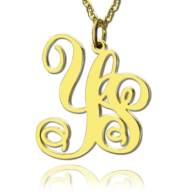 Personalised 18ct Gold Plated Vine Font 2 Initial Monogram Necklace - Name My Jewellery