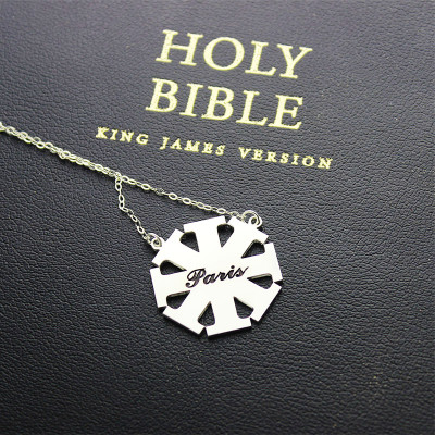 Customised Cross Necklace with Name Silver - Name My Jewellery