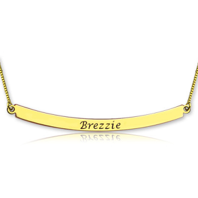 Personalised 18ct Gold Plated Curved Bar Necklace - Name My Jewellery