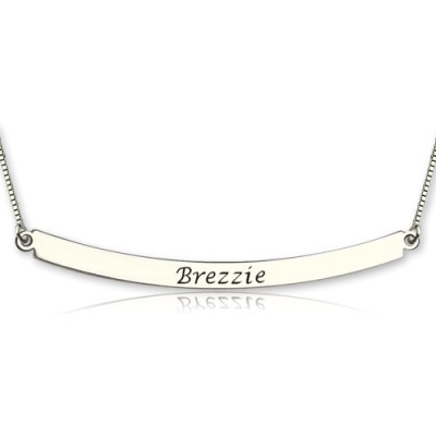 Curved Bar Pendant Necklace Sterling Silver - Name My Jewellery