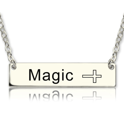 Nameplate Bar Necklace with Icons Sterling Silver - Name My Jewellery