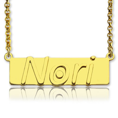 Custom Nameplate Bar Necklace 18ct Gold Plated - Name My Jewellery
