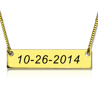 Engraved Date Bar Necklace 18ct Gold Plated - Name My Jewellery