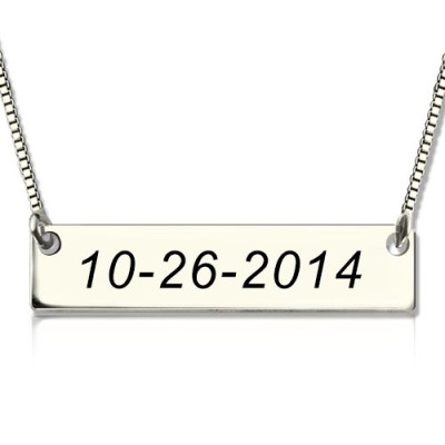 Personalised Sterling Silver Date Bar Necklace - Name My Jewellery