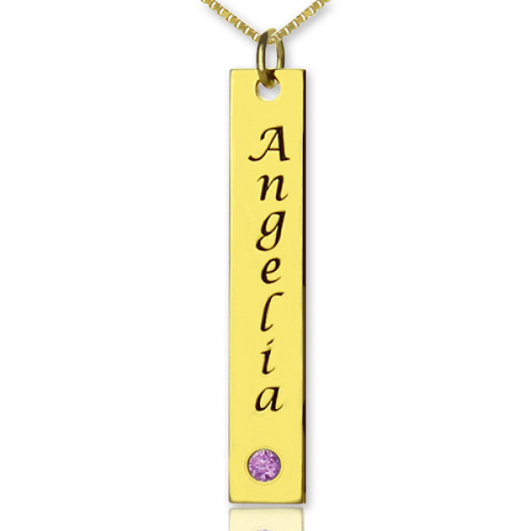 Personalised Name Tag Bar Necklace in 18ct Gold Plated - Name My Jewellery