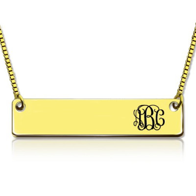 Personalised 18ct Gold Plated Initial Bar Necklace Monogram - Name My Jewellery