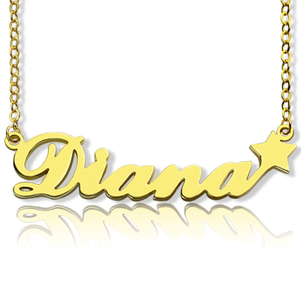 18ct Gold Plated Carrie Style Name Necklace With Star - Name My Jewellery