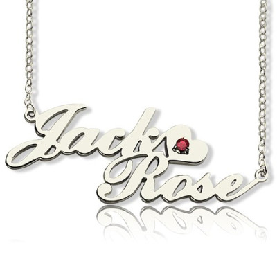 Personalised Nameplate Necklace Double Name Sterling Silver - Name My Jewellery
