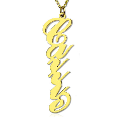 Solid Gold 18ct Personalised Vertical Carrie Style Name Necklace - Name My Jewellery