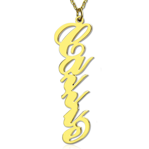 Vertical Carrie Name Plate Necklace 18ct Gold Plated - Name My Jewellery