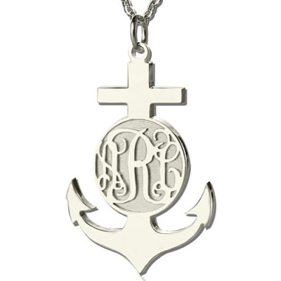 Sterling Silver Anchor Monogram Initial Necklace - Name My Jewellery