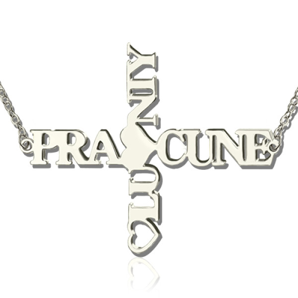 Personalised Two Name Cross Necklace Sterling Silver - Name My Jewellery