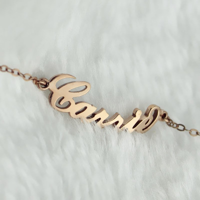 Rose Gold Plated Silver 925 Carrie Style Name Bracelet - Name My Jewellery