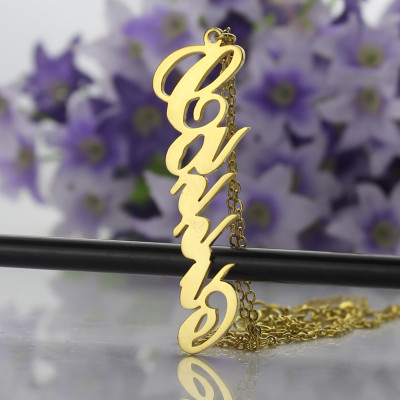 Vertical Carrie Name Plate Necklace 18ct Gold Plated - Name My Jewellery