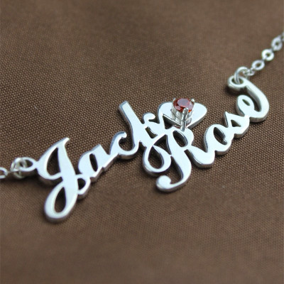 Personalised Nameplate Necklace Double Name Sterling Silver - Name My Jewellery