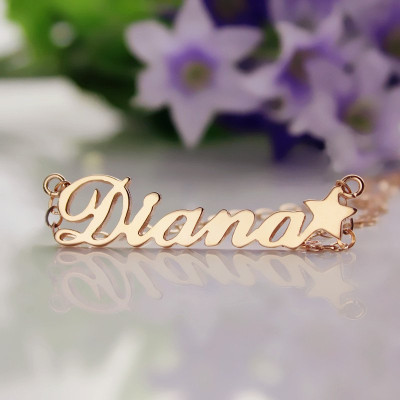 Rose Gold Plated Sex and The City Name Neckalce With Star - Name My Jewellery